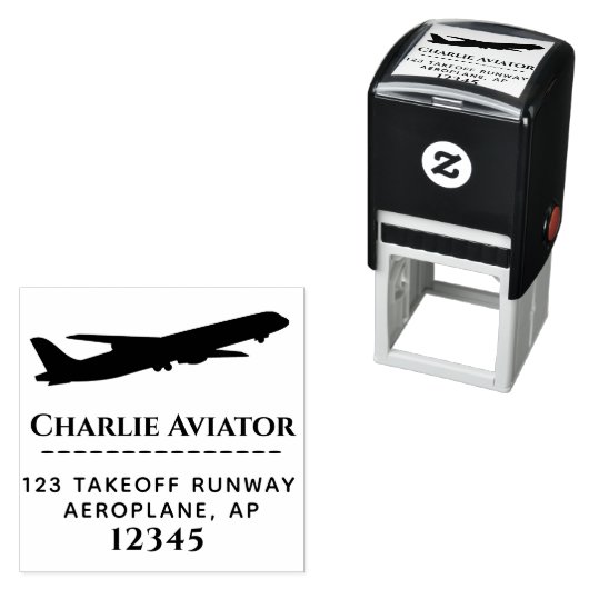 ジェット機飛んでいるのシルエット旅行アドレス セルフインキングスタンプ (インサイチュ)