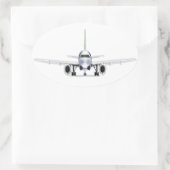 ジェット機 楕円形シール (バッグ)