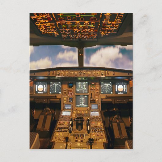 ジェット航空機コックピット ポストカード (正面)