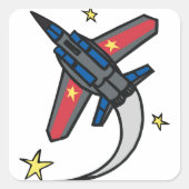 ジェット飛んでいる飛行機 スクエアシール (正面)