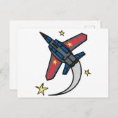 ジェット飛んでいる飛行機 ポストカード (正面/裏面)