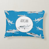 ジェット飛行機パターン名前をカスタムする アクセントクッション (裏面)