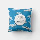 ジェット飛行機パターン名前をカスタムする クッション (正面)