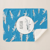 ジェット飛行機パターン名前をカスタムする シェルパブランケット (正面(横))