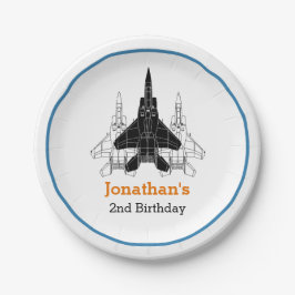 ジェット飛行機ボーイ誕生日パーソナライズされた紙プレート ペーパープレート