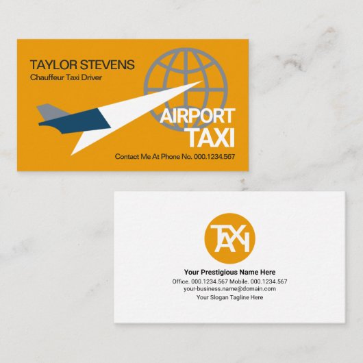ジェット飛行機リフトオフグローバル輸送空港タクシー 名刺 (正面/裏面)