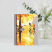 ジェット飛行機写真クール航空誕生日 ポストカード (スタンド正面)