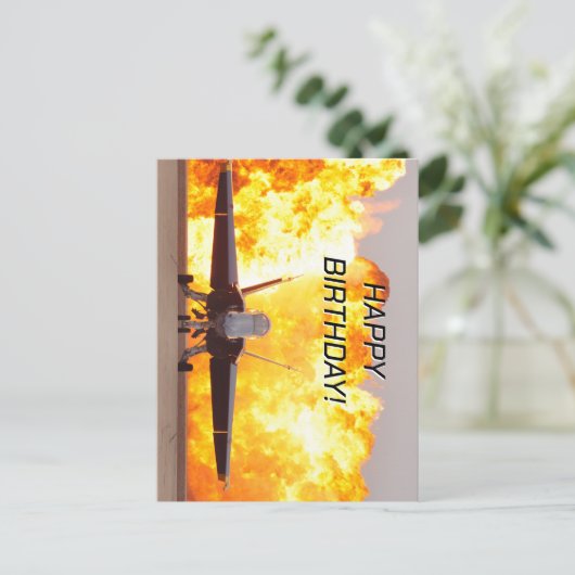 ジェット飛行機写真クール航空誕生日 ポストカード (スタンド正面)