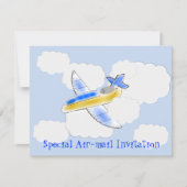 ジェット飛行機航空便の誕生日パーティー(年齢の変更) 招待状 (正面)