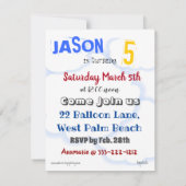 ジェット飛行機航空便の誕生日パーティー(年齢の変更) 招待状 (裏面)