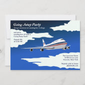 ジェット飛行機遠くにパーティの招待状 招待状 (正面)