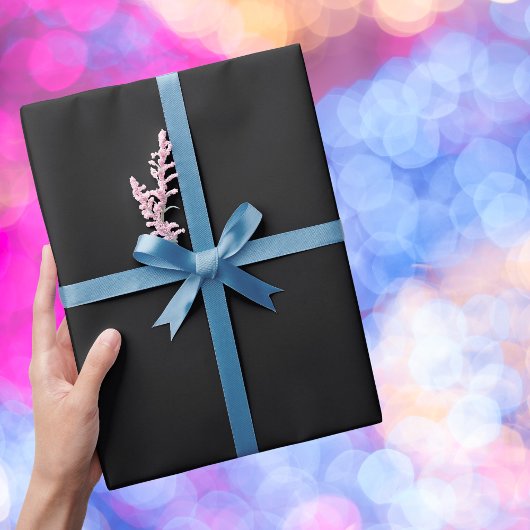 ジェット黒無地の色 ラッピングペーパー