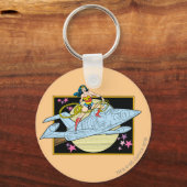 ジェッ疑問に思トを持つ女性 キーホルダー (正面)