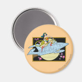 ジェッ疑問に思トを持つ女性 マグネット (正面/裏面)