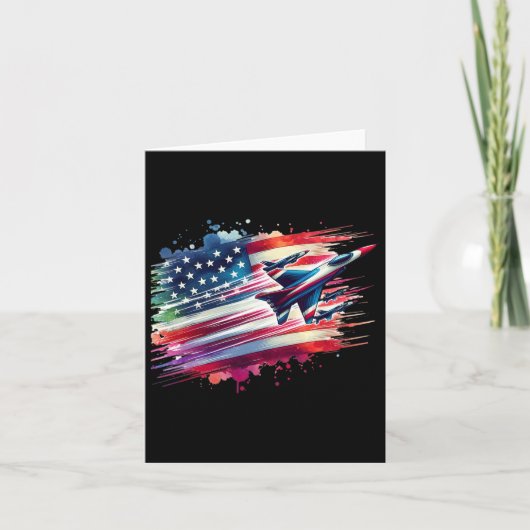ジェッ飛んでいるト米国国旗Usa Patriotic 4日/7月 カード (正面)