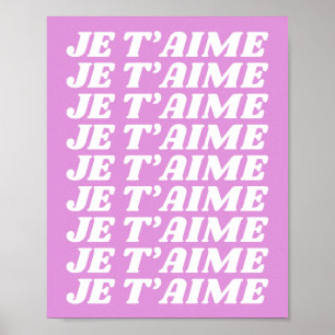 ジェテアイメ 愛フランスのしてる かわいいバイオレットピンク ポスター