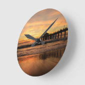 ジェティオーバー海ビーチサンセット ラウンド壁時計 (傾斜)