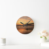 ジェティオーバー海ビーチサンセット ラウンド壁時計 (ホーム)