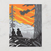 ジェデディア・スミス・レッドウッズ州立公園のハイカーたち WPA ポストカード (正面)