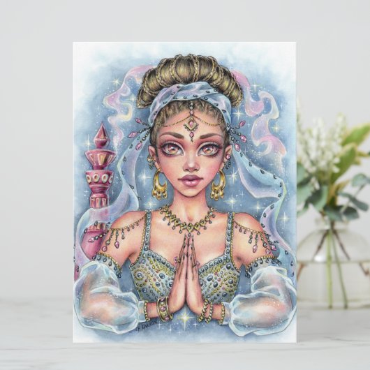 ジェニエフェアリータレファンタジー女性魔法アートカード (スタンド正面)