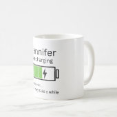 ジェニファーが名前をカスタムするを再充電パーソナライズされた中 コーヒーマグカップ (正面右)