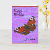 ジェニファーのハッピーバースデーの孔雀蝶カード カード (黄色い花)