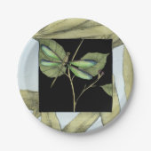 ジェニファーGoldberger著トンボの差込みが付いている葉 ペーパープレート (正面)