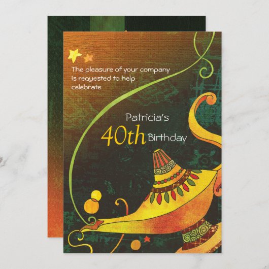 ジェニーのランプ魔法の誕生日パーティー 招待状 (正面/裏面)