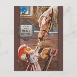 ジェニーニストロムクリスマストッテブラウニーホース安定 シーズンポストカード