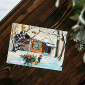 ジェニーニストロム格言ヴィンテージスウェーデンクリスマスツリー 箔シーズンカード