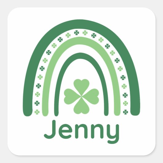 ジェニーネームクローバーボホーレインボー スクエアシール (正面)