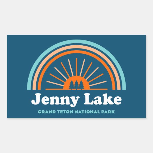 ジェニーレイクグランドテトンナショナルパークレインボー 長方形シール (正面)