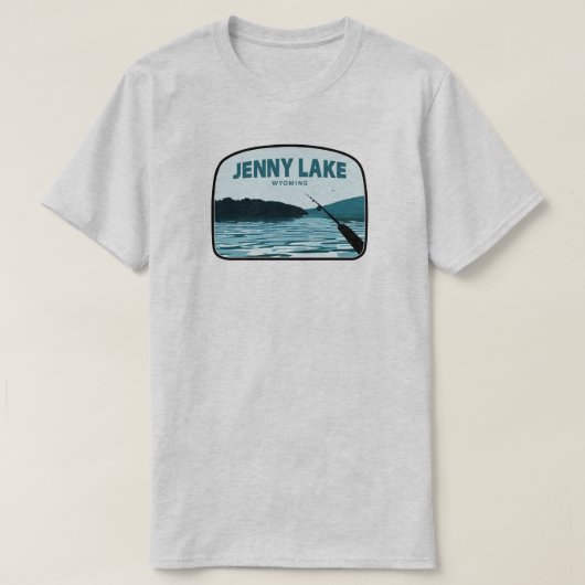 ジェニーレイクワイオミング魚釣りロッド Tシャツ (デザイン正面)