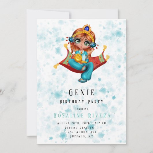 ジェニーレッドカーペットプリティーンガールバースデーパーティー 招待状 (正面)