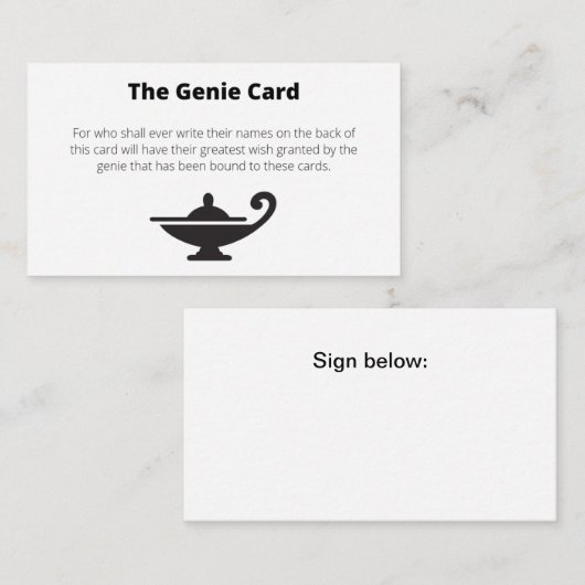 ジェニー・カードが願いを叶える 名刺 (正面/裏面)