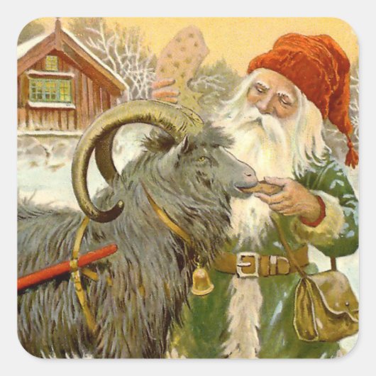 ジェニー・ナイストロムによる「そりヤギ」 スクエアシール (正面)