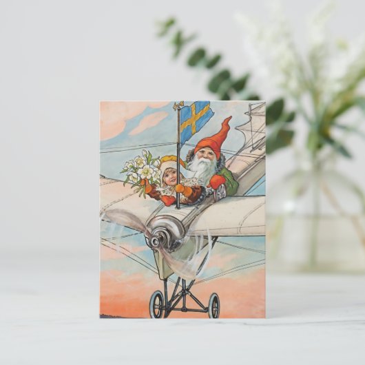 ジェニー・ナイストロムによる「クリスマス飛行機」 ポストカード (スタンド正面)