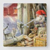 ジェニー・ナイストロムによる「木版画の中」 スクエア壁時計 (正面)