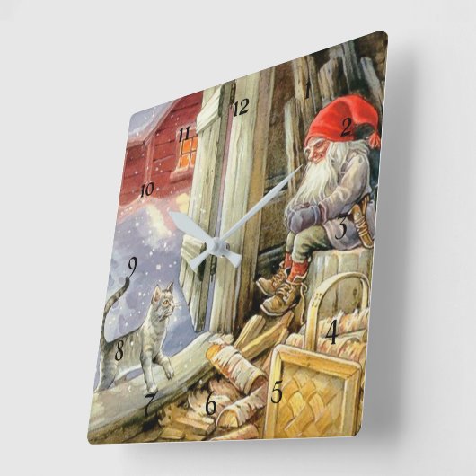 ジェニー・ナイストロムによる「木版画の中」 スクエア壁時計 (傾斜)