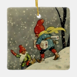 ジェニー・ナイストロムによる「雪の嵐を通じて」 セラミックオーナメント