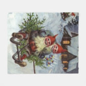 ジェニー・ナイストロム『松の枝を集める』 フリースブランケット (正面(横))