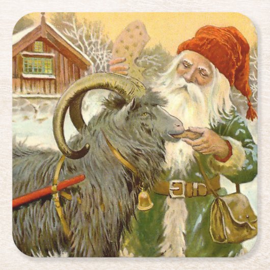「ジェニー・ニストロム作 The Sled Goat」 スクエアペーパーコースター (正面)