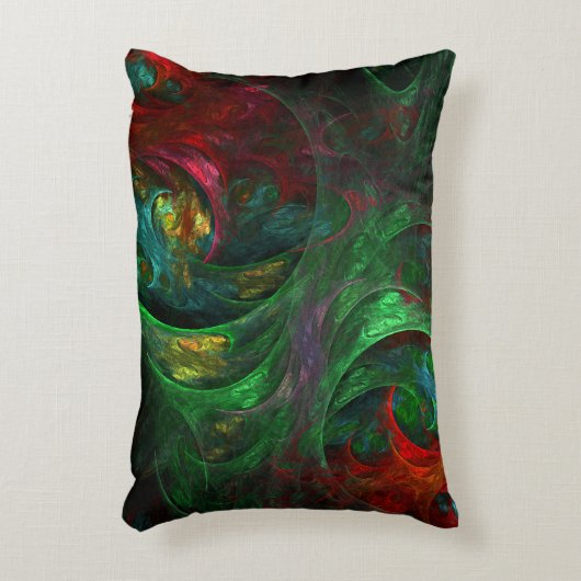 ジェネシスグリーン抽象芸術アートアクセントピロー アクセントクッション (正面(垂直))