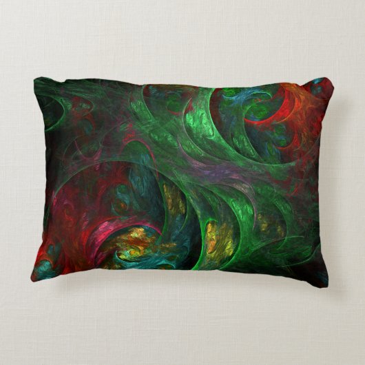 ジェネシスグリーン抽象芸術アートアクセントピロー アクセントクッション (裏面)