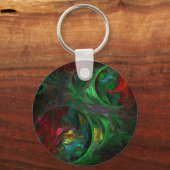 ジェネシスグリーン抽象芸術アートキーチェーン キーホルダー (正面)