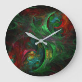 ジェネシスグリーン抽象芸術アートラウンド ラージ壁時計 (正面)
