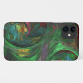 ジェネシスグリーン抽象芸術アート光沢 iPhoneケース (裏面横)