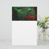 ジェネシスグリーン抽象芸術アート文房具 便箋 (スタンド正面)