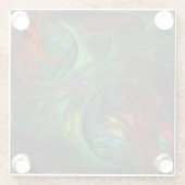 ジェネシスグリーン抽象芸術アート ガラスコースター (裏面)