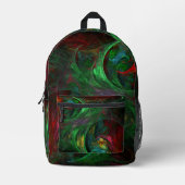 ジェネシスグリーン抽象芸術アート プリントバックパック (正面)
